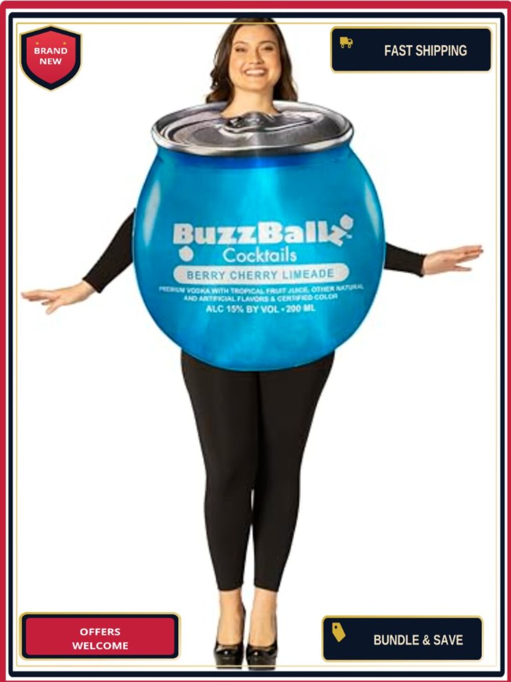 BuzzBallz Berry Cherry Limeade Adult Halloween Costume One Size Tunic